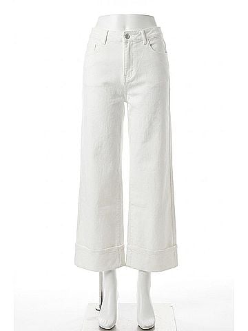 Entro Solid Mid-Rise Ankle Length Pants in Off White (view 1)