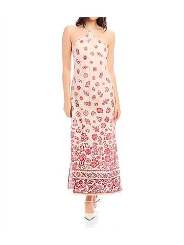 Fifteen Twenty Jaylen Border Print Dress in Cream And Pink (view 2)
