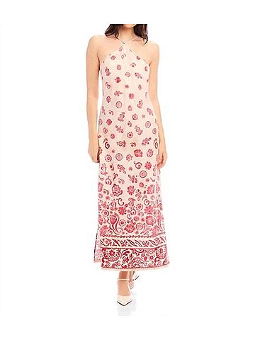 Fifteen Twenty Jaylen Border Print Dress in Cream And Pink (view 2)