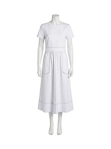 Elliott Lauren Knit Woven Combo Dress in White (view 1)