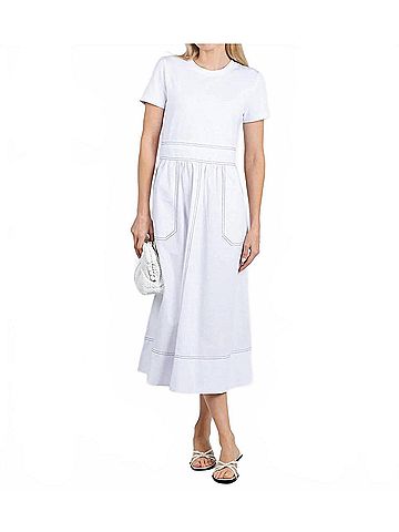 Elliott Lauren Knit Woven Combo Dress in White (view 2)