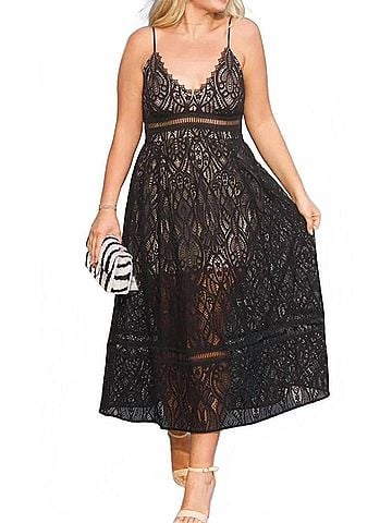 Generation Love Lucinda Lace Dress in Black/Beige (view 2)