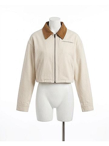 Sage the Label Corduroy Collar Barn Jacket in Beige (view 1)