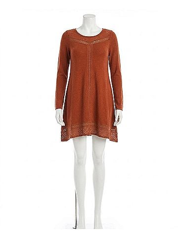 Papillon Emera Lace A-Line Sweater Dress in Rust (view 1)