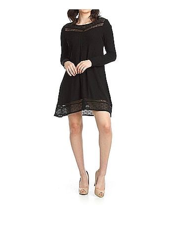 Papillon Emera Lace A-Line Sweater Dress in Black (view 2)