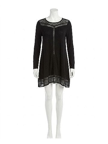 Papillon Emera Lace A-Line Sweater Dress in Black (view 1)