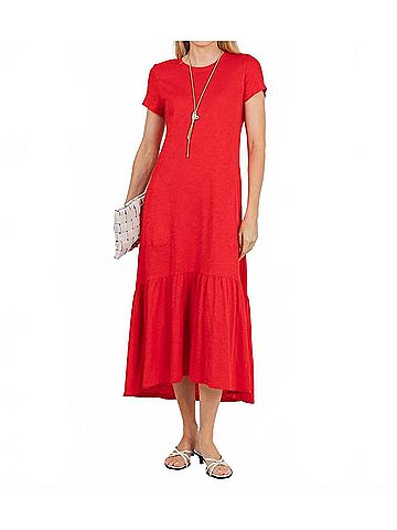 Elliott Lauren Susie Short Sleeve Midi Dress in Cherry (view 2)