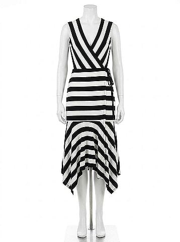 Bailey 44 Alexandria Midi Dress in Black/White Stripe (view 1)