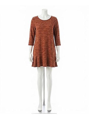Papillon Heathered 3/4 Sleeve Sweater Dress in Rust (view 1)