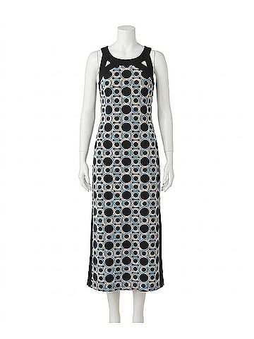 Joseph Ribkoff Cut-Out Neck Maxi Dress in Black Multi (view 1)