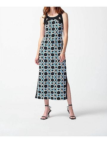 Joseph Ribkoff Cut-Out Neck Maxi Dress in Black Multi (view 2)