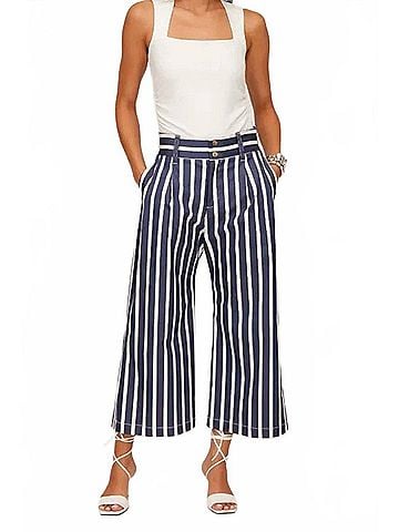 Fifteen Twenty Sadie Wide Leg Trousers in Navy/White (view 2)