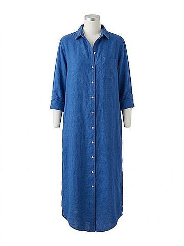 Frank & Eileen Rory Linen Midi Dress in Cabo Blue (view 1)