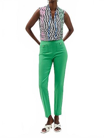 Joseph Ribkoff Pull-On Slim Ankle Pants in Palm Green (view 2)