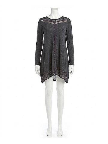 Papillon Emera Lace Inset A-Line Sweater Dress in Charcoal (view 1)