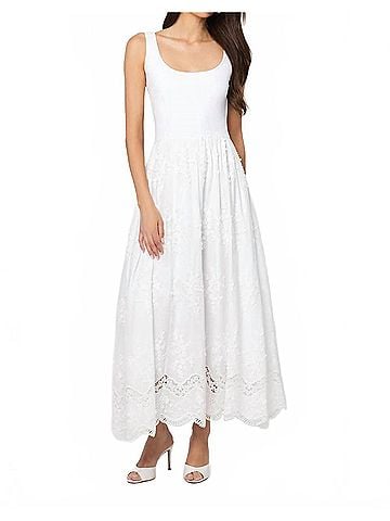 Generation Love Leanne 3d Voille Combo Midi Dress in White (view 2)