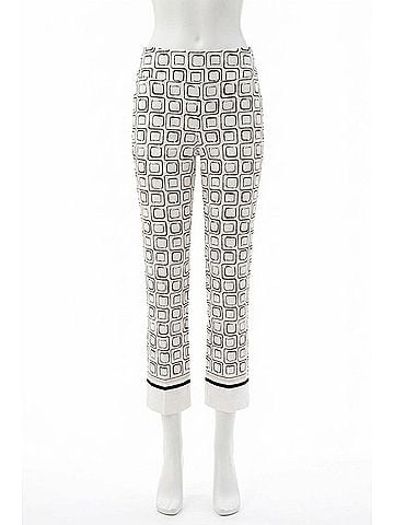 Joseph Ribkoff Printed Pull-On Straight Cropped Pants in Vanilla/Multi (view 1)
