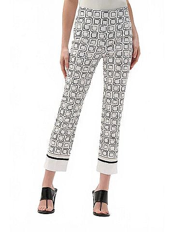 Joseph Ribkoff Printed Pull-On Straight Cropped Pants in Vanilla/Multi (view 2)
