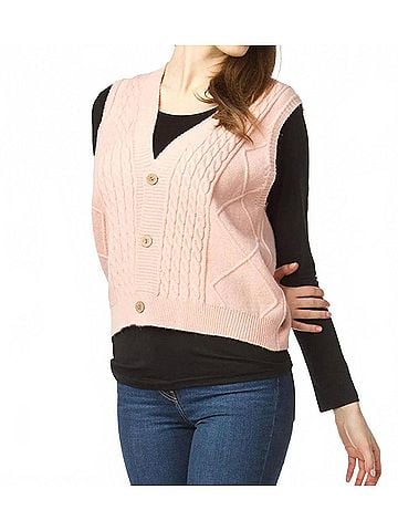 Papillon Light Button Front Vest in Pink (view 2)