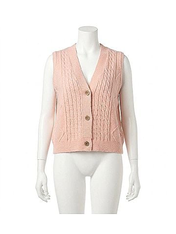 Papillon Light Button Front Vest in Pink (view 1)