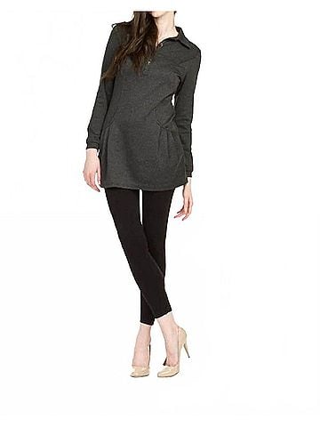 Papillon Herringbone Collared Sweater Dress in Grey (view 2)