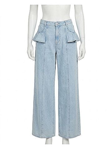 Steve Madden Chlo Ruffled Peplum Jeans in Light Wash (view 1)