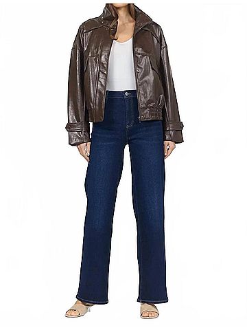 Dear John Greyson Funnel Neck Faux Leather Jacket in Chocolate (view 2)
