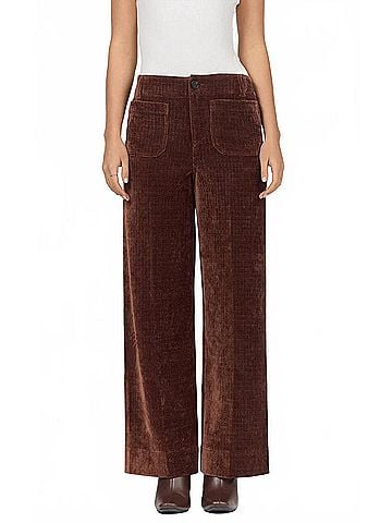 Dear John Audrey Wide Leg Corduroy Pants in Shaved Chocolate (view 2)