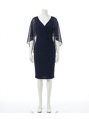 Joseph Ribkoff Cape Dress in Midnight Blue (view 1)