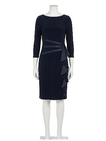 Joseph Ribkoff Side Ruffle Sheath Dress in Midnight Blue (view 1)