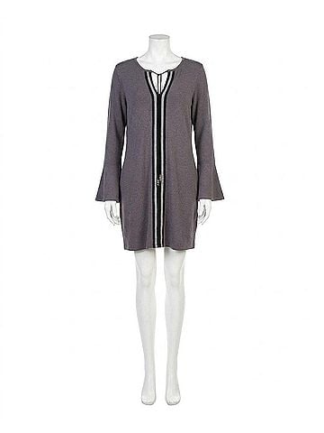 Papillon Women's Bell Sleeve V-Neck Sweater Dress in Burgundy (view 1)