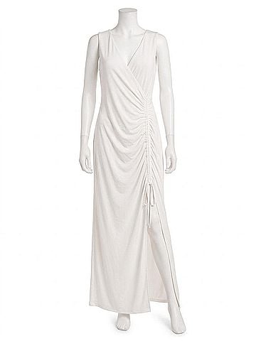 Bailey 44 Sleeveless Ruched Jersey Maxi Dress in White (view 1)