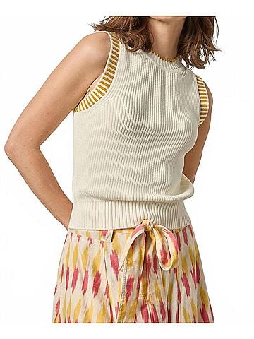Lilla P Sleeveless Crewneck Sweater in Ecru (view 2)