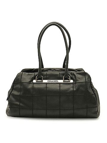 Chanel CHANEL Chocolate Bar Boston Bag Shoulder Bag, Caviar Leather, Black (view 1)
