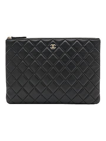 Chanel CHANEL Matelassé Coco Mark Clutch Bag, Second Multi-Pouch, Leather, Black, A82045 (view 1)