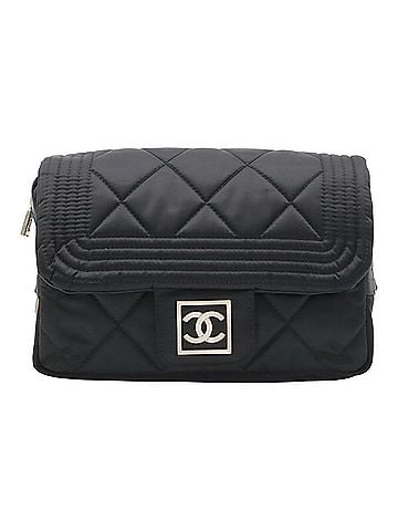 Chanel CHANEL Sport Line Waist Bag, Pouch, Body Hip Chain, Satin, Black (view 1)