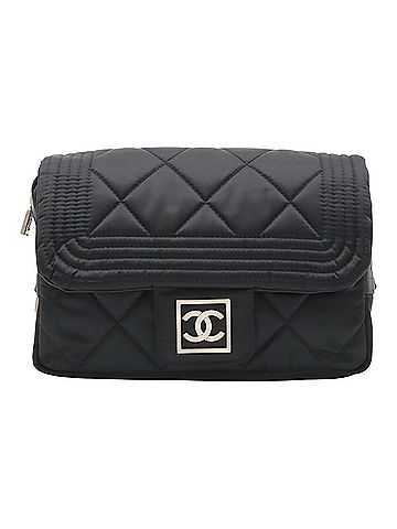 Chanel CHANEL Sport Line Waist Bag, Pouch, Body Hip Chain, Satin, Black (view 2)