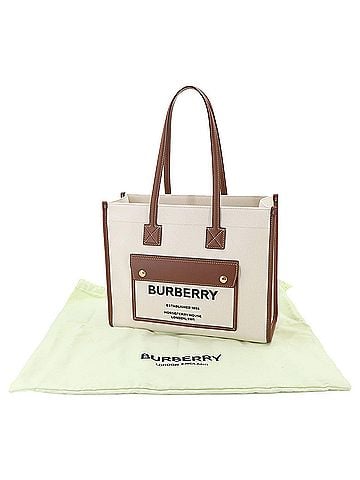 Burberry Burberry Small Freya Tote Handbag, Canvas and Leather, Natural Tan, 8044138, Gold Hardware Bag (view 2)