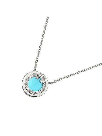 Tiffany & Co. Tiffany &amp; Co. T Circle Turquoise Diamond Necklace 45cm 18K WG White Gold 750 (view 1)
