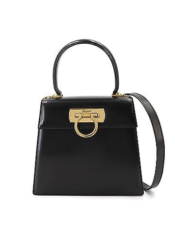 Salvatore Ferragamo Salvatore Ferragamo Gancini 2-way Hand/Shoulder Handbag, Leather, Black, AQ212193 Hand Bag (view 1)