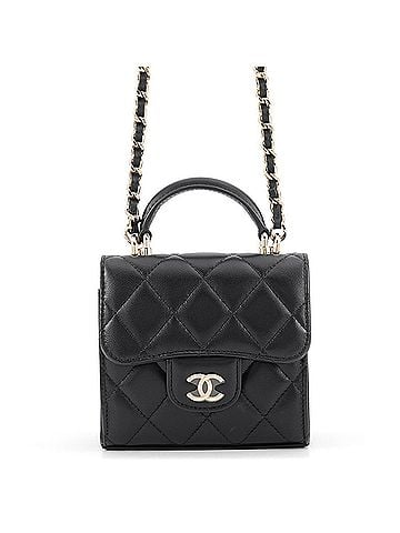 Chanel Chanel Chain Shoulder Bag Mini Matelassé Coco Mark Handbag Clutch Lambskin AP2682 CHANEL Black (view 1)