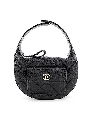 Chanel Chanel Double Matelassé Round Caviar Skin Handbag AP3467 CHANEL Black Women's (view 1)