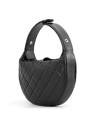 Chanel Chanel Double Matelassé Round Caviar Skin Handbag AP3467 CHANEL Black Women's (view 2)