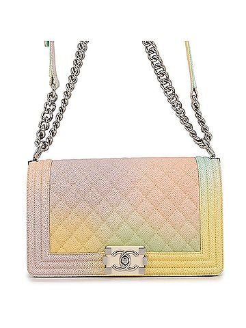 Chanel Chanel Chain Shoulder Bag Matelassé Coco Mark Boy Caviar Skin A67086 CHANEL Rainbow Handbag Women's (view 1)