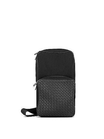 Bottega Veneta Bottega Veneta Body Bag Intrecciato Leather Canvas 520117 BOTTEGA VENETA Black Handbag Men's (view 1)