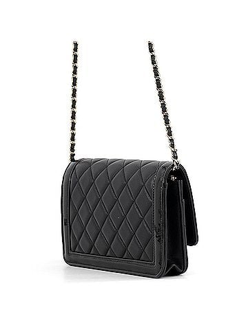 Chanel Chanel Chain Wallet, Matelassé, Coco Mark, Lambskin, Patent Leather, AP4218, CHANEL Black, Women's WALLET (view 2)