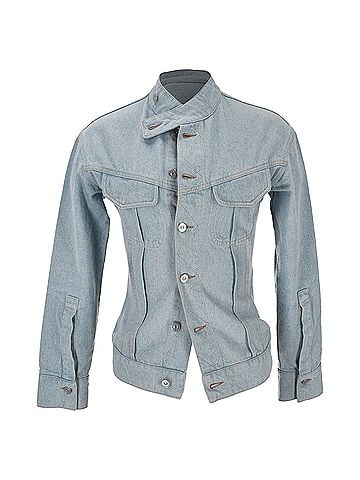 Victoria Beckham Victoria Beckham Sculptural Denim Jacket in Blue Cotton (view 1)