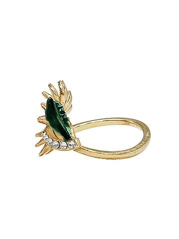 Miu Miu Miu Miu MIUMIU ring, daisy flower motif, rhinestone, gold tone, made in Italy, women's. (view 2)