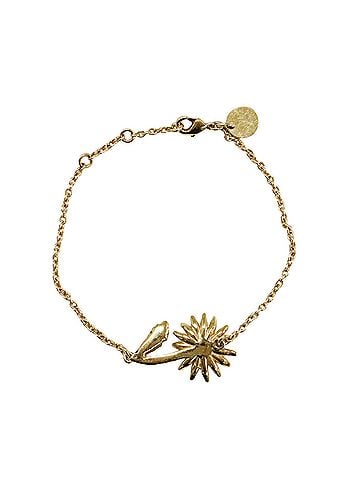 Miu Miu Miu Miu MIUMIU Daisy Charm Bracelet Chain with Brand Logo, Metal Parts, Flower Motif, Rhinestones, Gold Tone, Made in Italy, Women's (view 2)