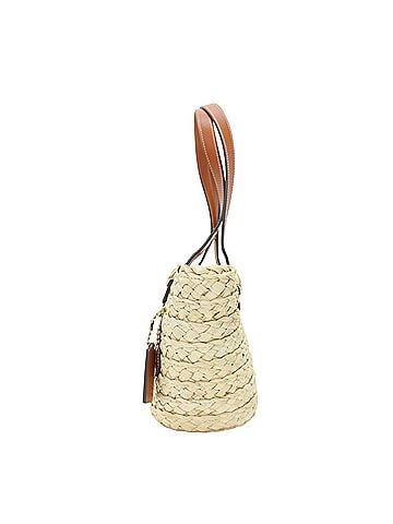 Coach COACH Coach Bag Natural Brown Structured Tote 16 Basket Handbag Logo Leather Raffia Women's (view 2)